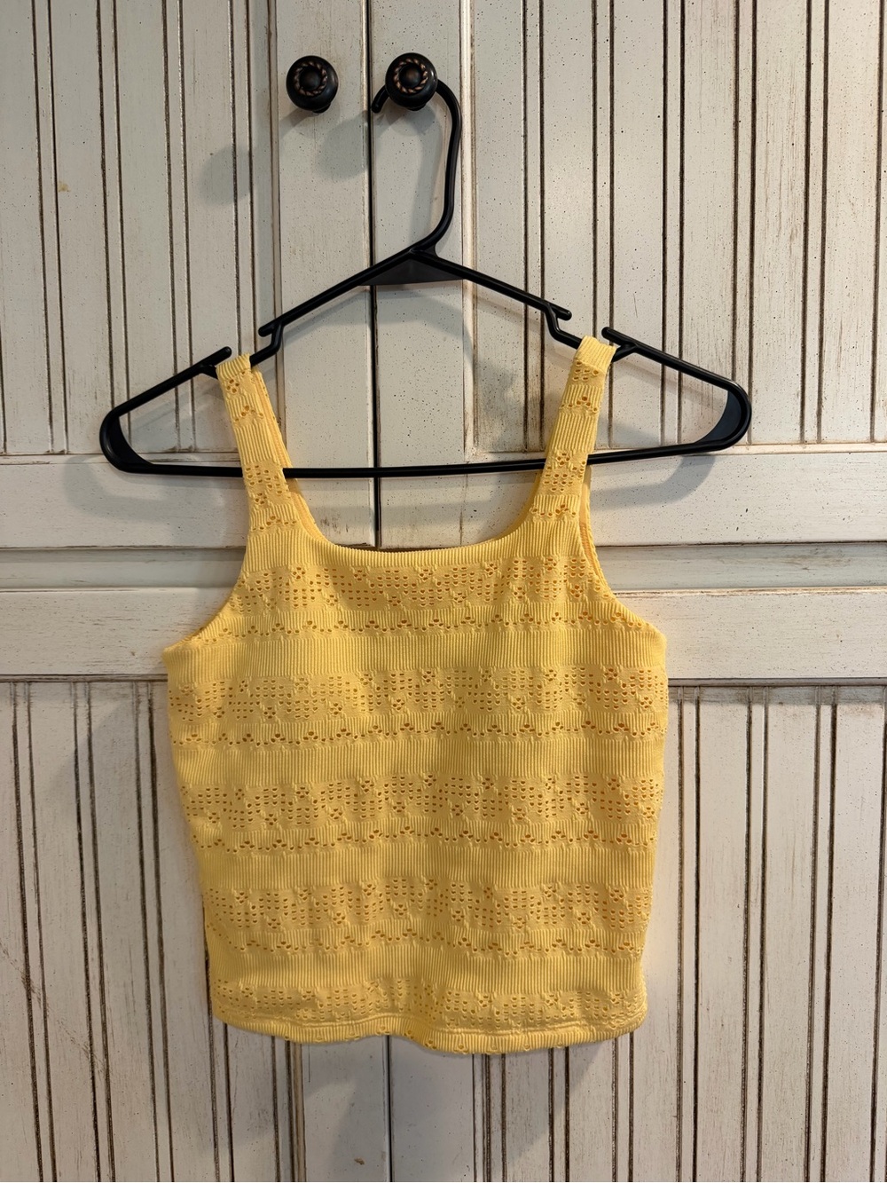 all in motion Yellow Knit Tank Top with Openwork Stripes